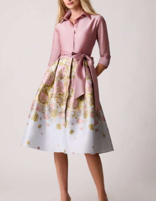 Floral Jacquard Satin Dress