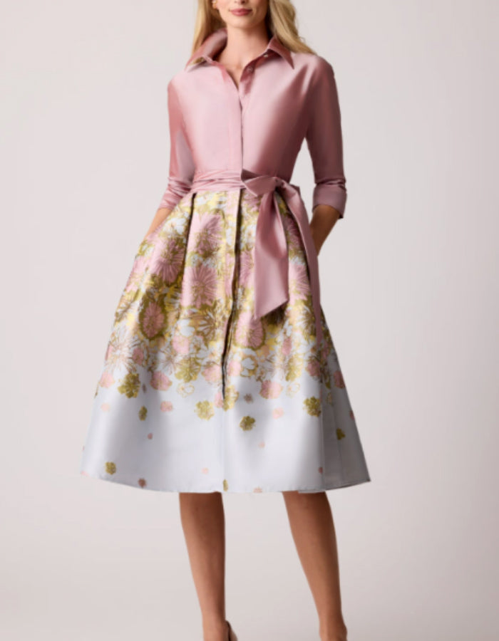 Floral Jacquard Satin Dress