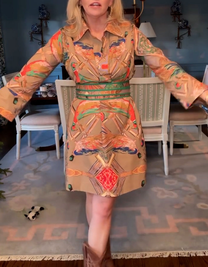 Multicolor Belt Midi Dress