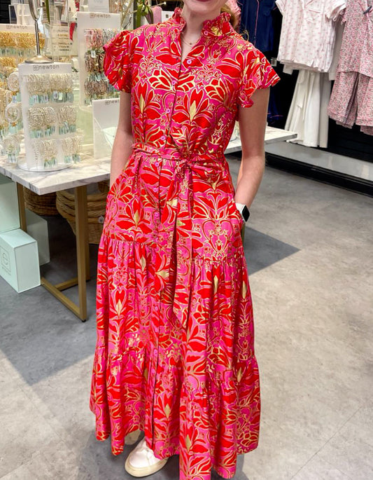 Elegant Red Embroidered Dress