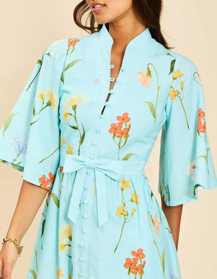 Blue Floral Midi Dress