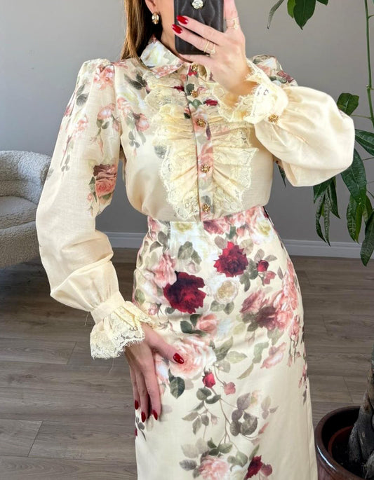 Rose Lace Two-Pieces Dress