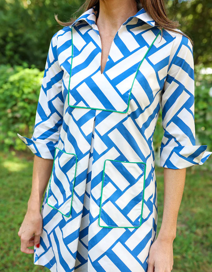 Blue-White Striped Mini Dress