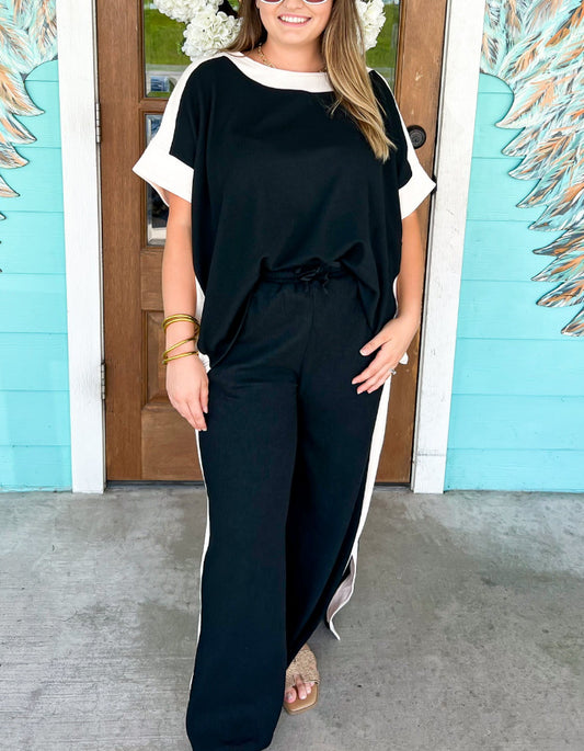 Black w/Ivory Stripe Set