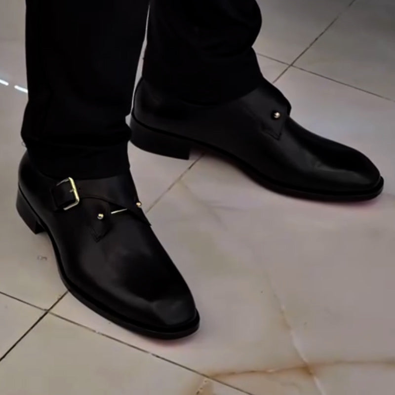 Flat-Sole Buckle Business Shoes