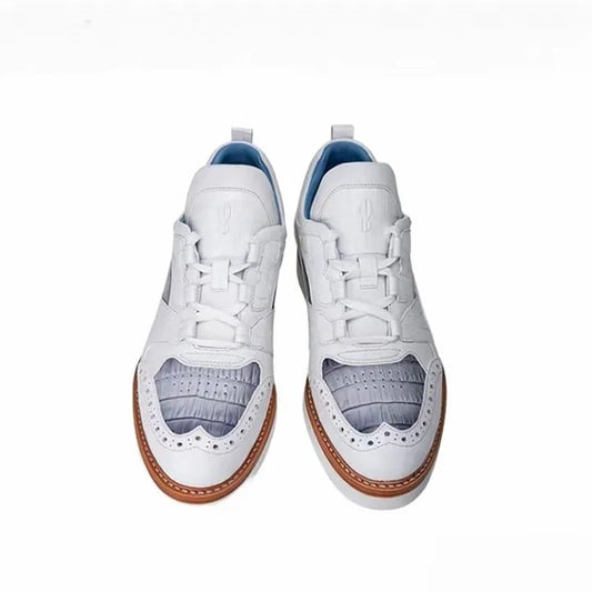 Crocodile Leather + Calf Skin Casual Shoes/Sneakers For Men
