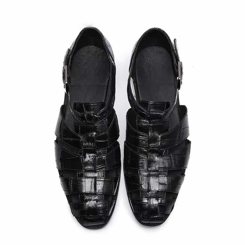 Crocodile Leather Dress Slanders For Men