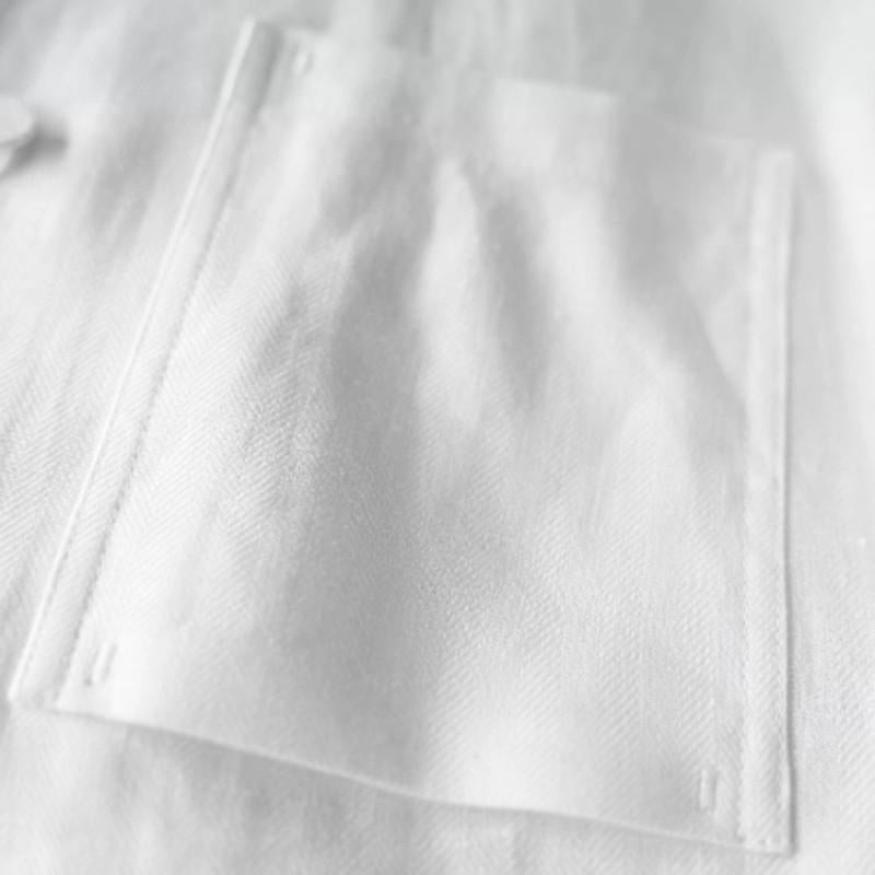 Linen Stand-Up Collar Shirt And Pants Two-Piece Set