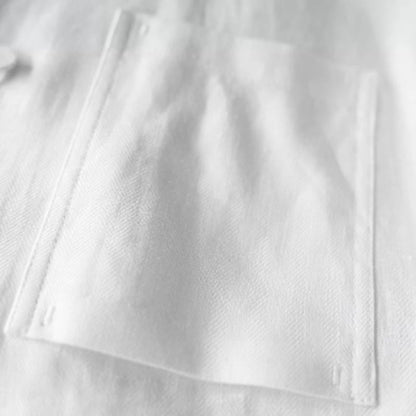 Linen Stand-Up Collar Shirt And Pants Two-Piece Set