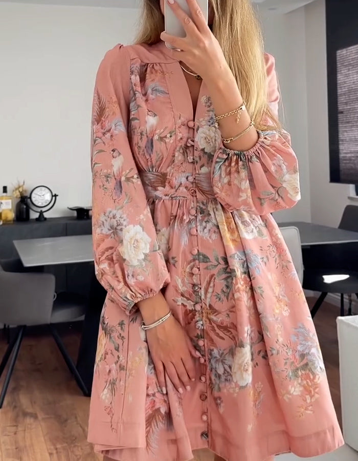 Pink Printing Mini Dress