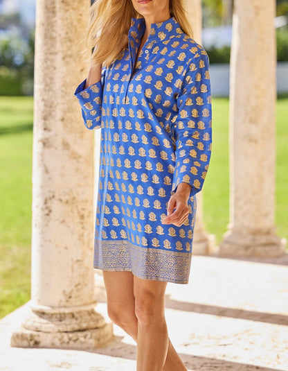 Print Stand Collar Dress