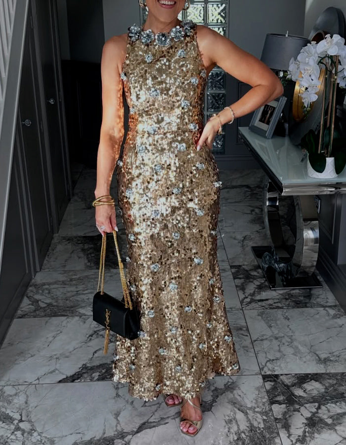 Sequins Sleeveless Long Dress