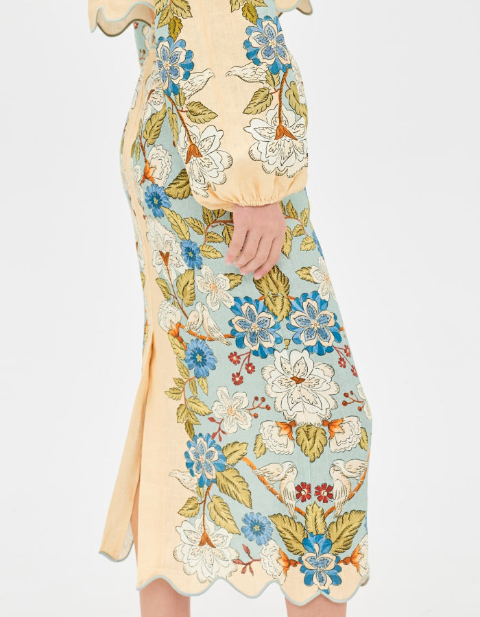 Garden Scarf Midi Dress