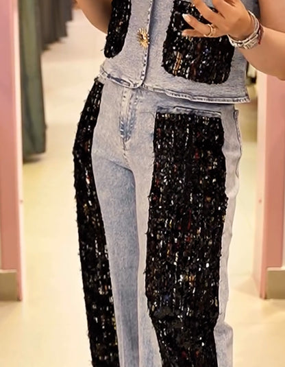 Denim Sequins Sets