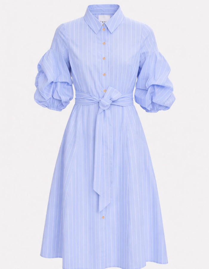 Striped Belted Shirt Dress