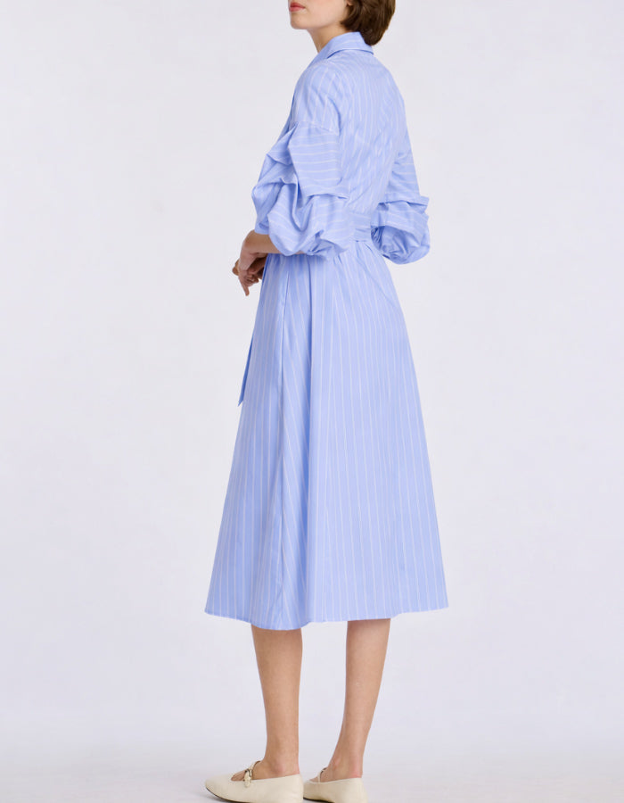 Striped Belted Shirt Dress