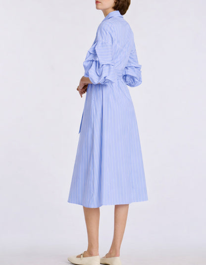 Striped Belted Shirt Dress