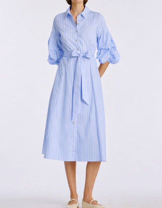 Striped Belted Shirt Dress