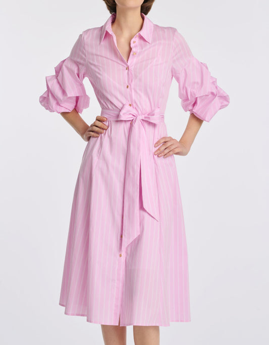 Striped Belted Shirt Dress