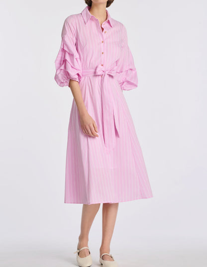 Striped Belted Shirt Dress