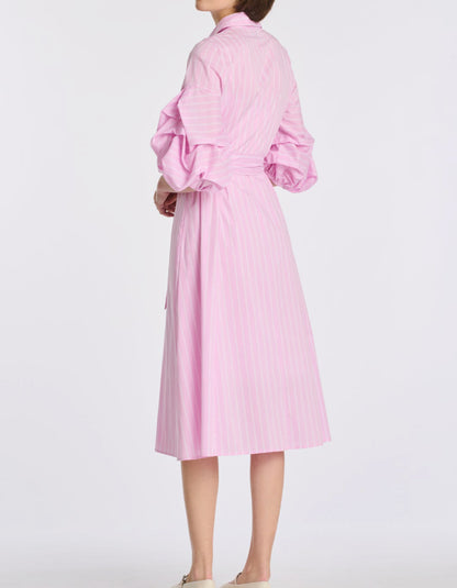 Striped Belted Shirt Dress