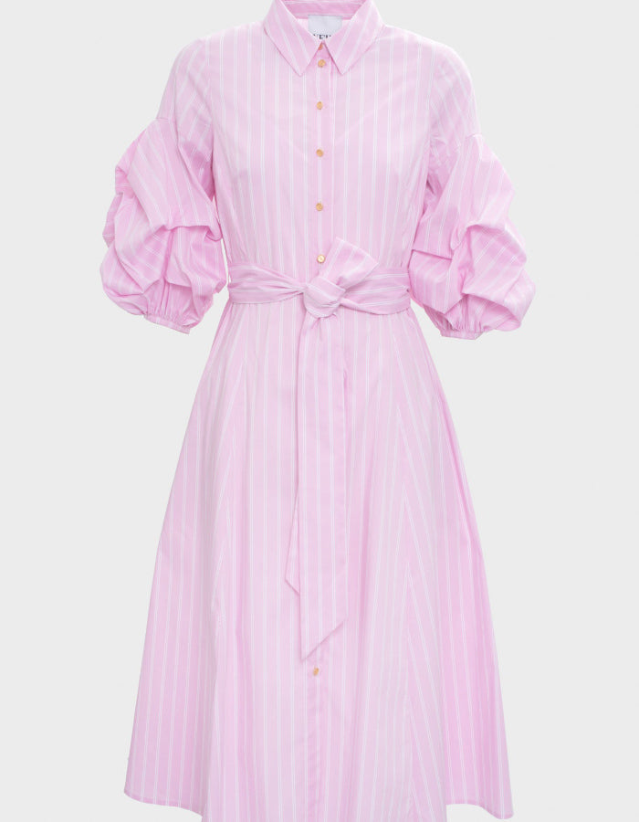 Striped Belted Shirt Dress