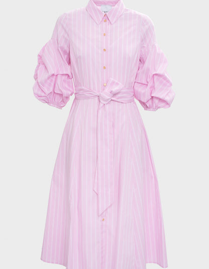 Striped Belted Shirt Dress