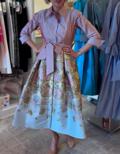 Floral Jacquard Satin Dress