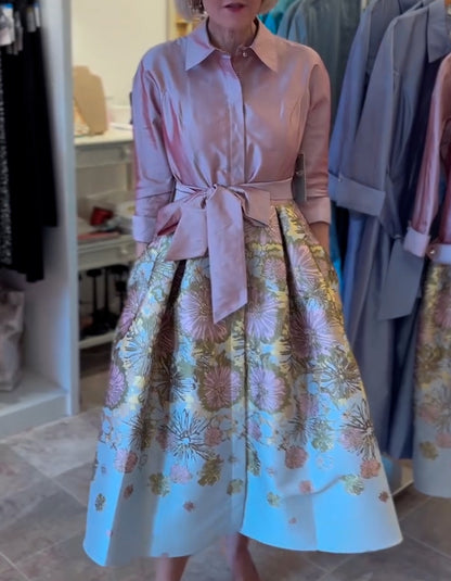 Floral Jacquard Satin Dress