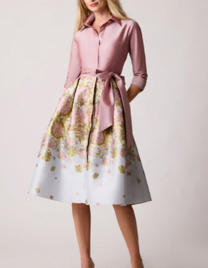 Floral Jacquard Satin Dress