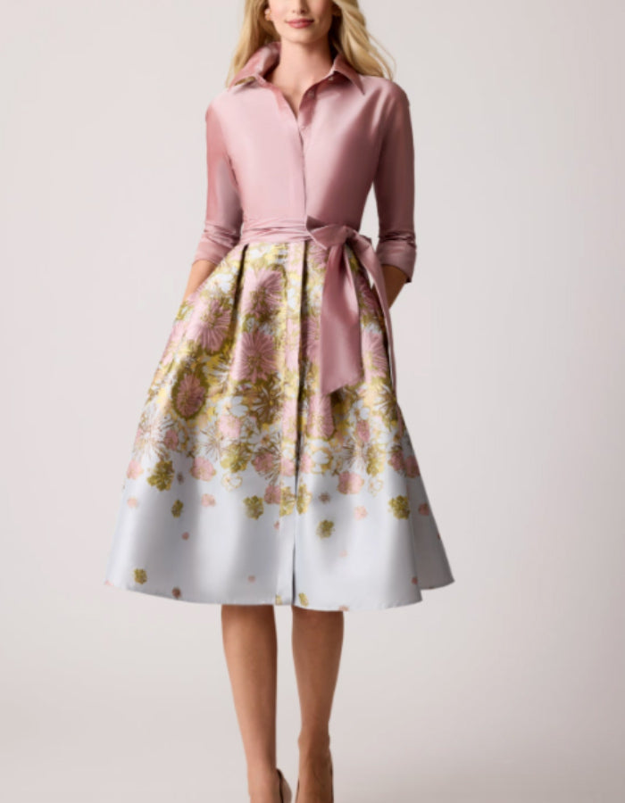 Floral Jacquard Satin Dress