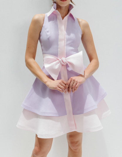 Purple White Sleeveless Dress