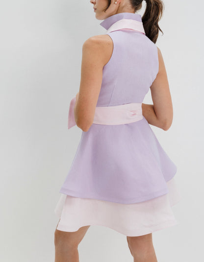 Purple White Sleeveless Dress