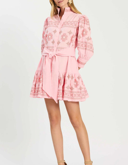Pale Rosette Embroidered Dress