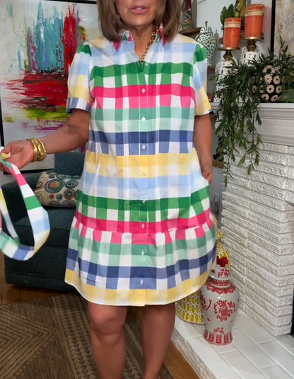 Colorful Plaid Casual Dress