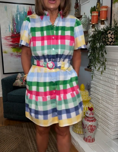 Colorful Plaid Casual Dress
