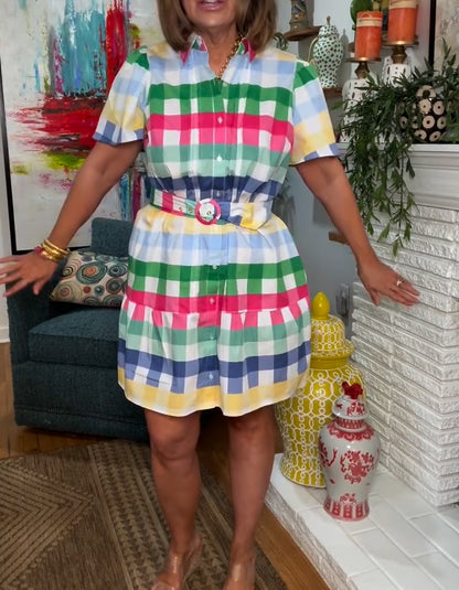 Colorful Plaid Casual Dress