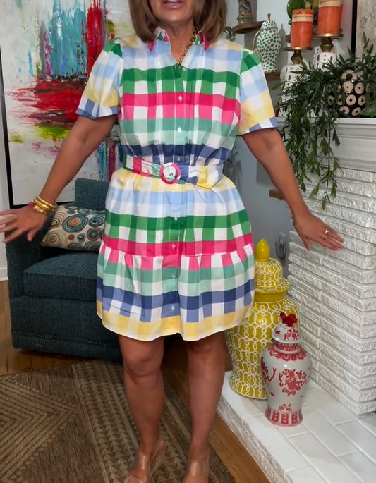 Colorful Plaid Casual Dress