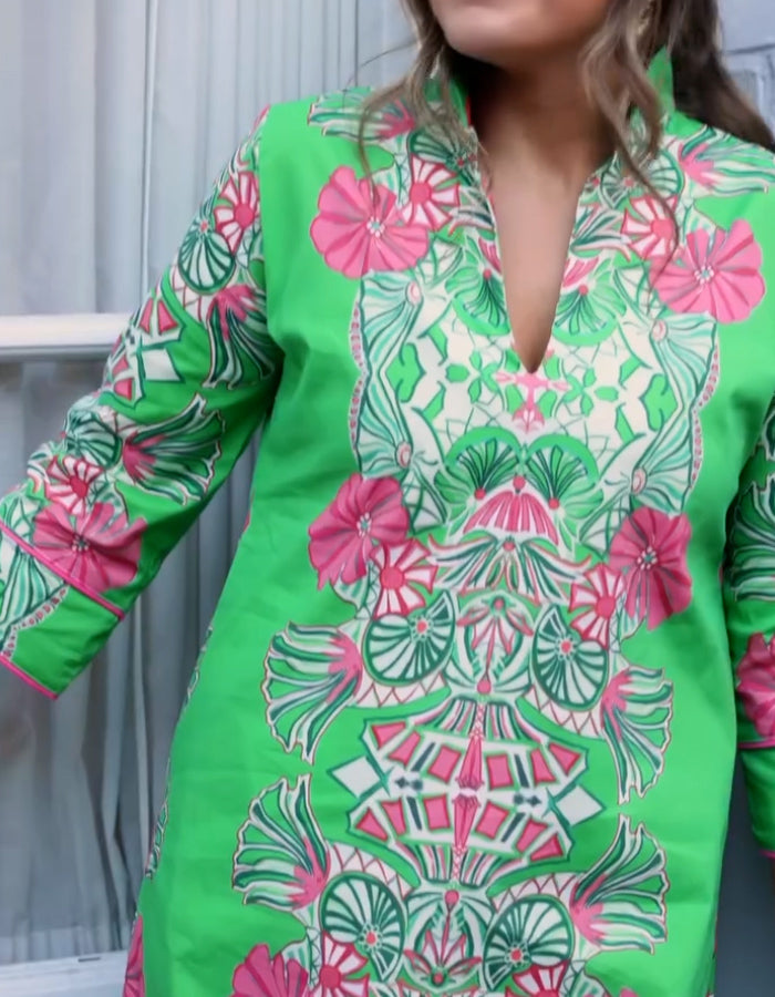 Green Flower Print Dress