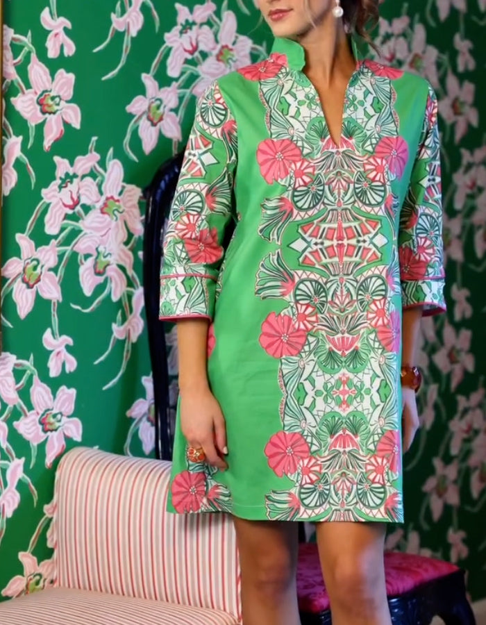 Green Flower Print Dress
