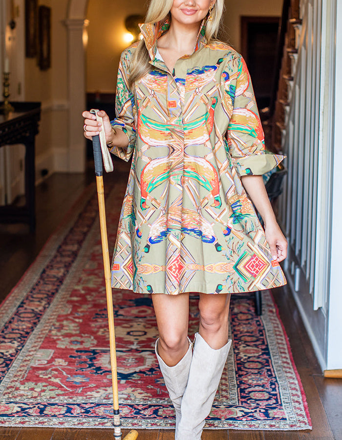 Multicolor Belt Midi Dress