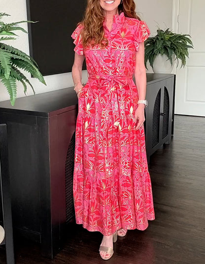Elegant Red Embroidered Dress