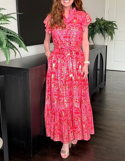 Elegant Red Embroidered Dress