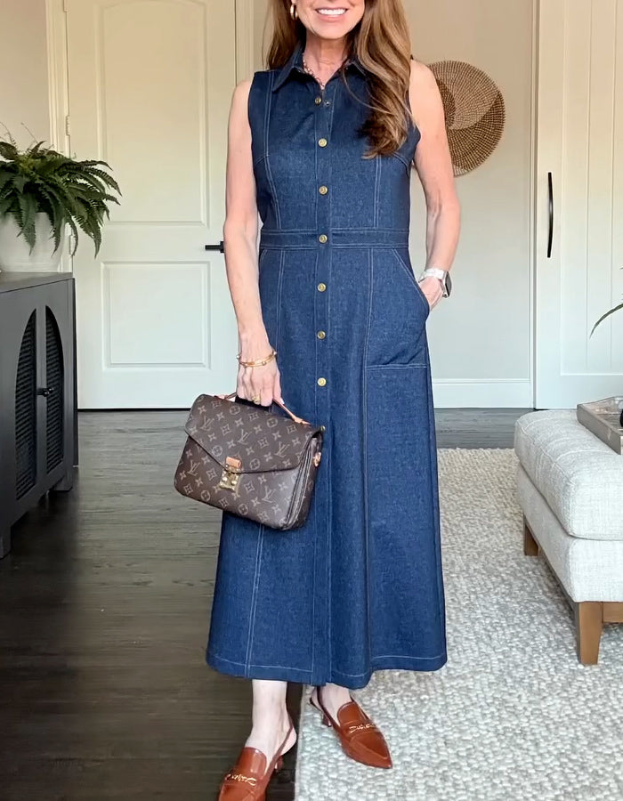 Stretch Denim Sleeveless Dress