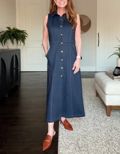 Stretch Denim Sleeveless Dress