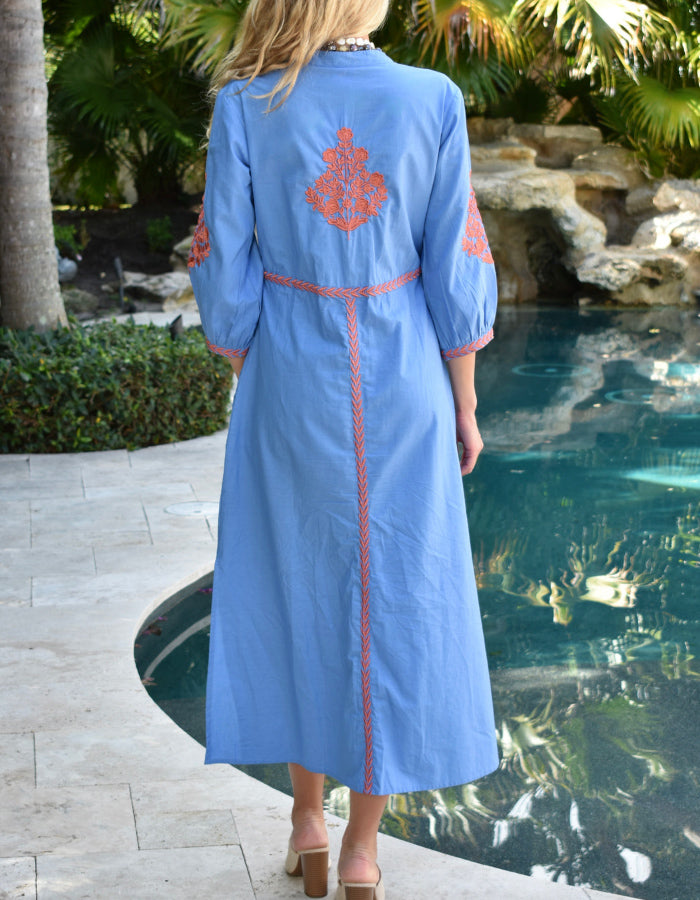 Blue Embroidered Dress