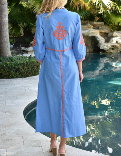 Blue Embroidered Dress