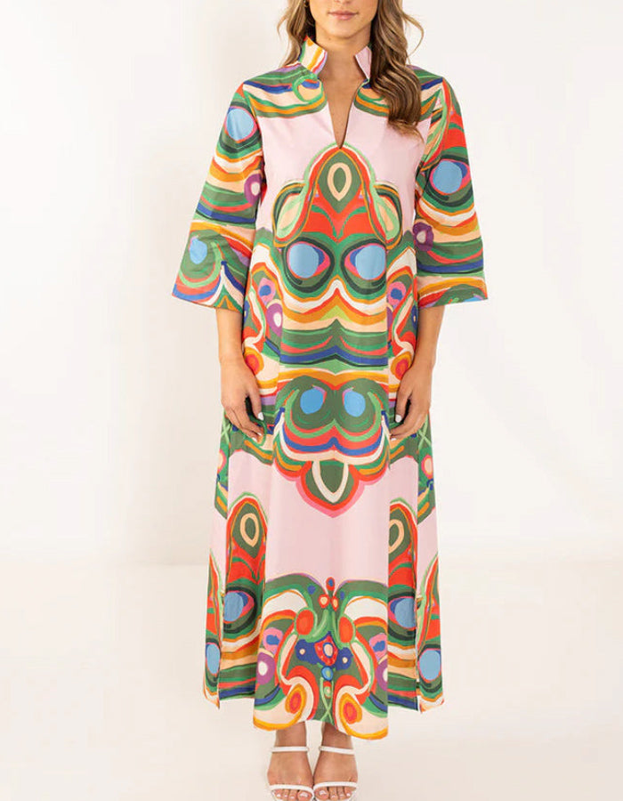 Multicolor Printing Long Dress