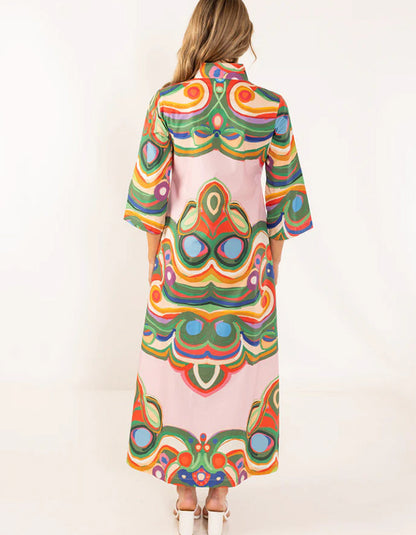 Multicolor Printing Long Dress