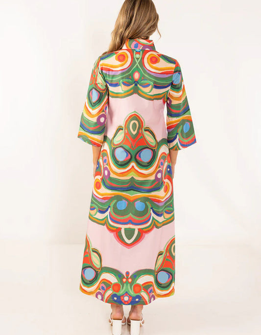Multicolor Printing Long Dress